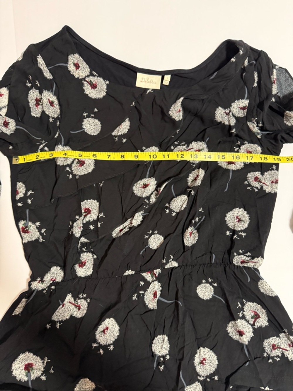 Anthropologie Deletta Wished Blooms Dandelion Print Blouse Split Sleeves Flowy - Picture 7 of 12